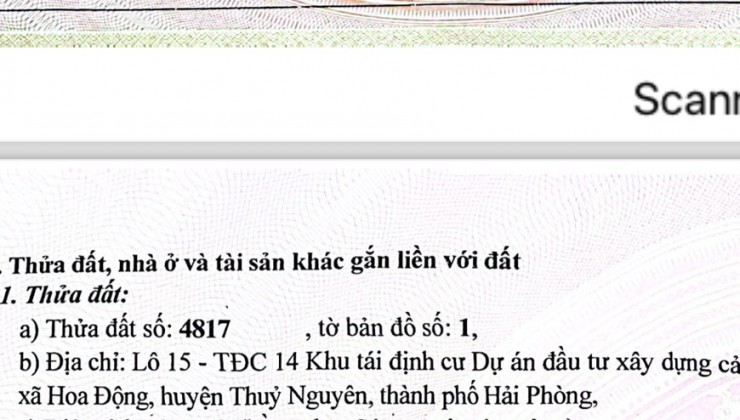 !! HÓT * CHÍNH CHỦ BÁN LÔ ĐẤT XẺ KHE VIEW CÔNG VIÊN TÁI ĐỊNH CƯ HOA ĐỘNG, HẢI PHÒNG =>  Liên hệ 0934221880