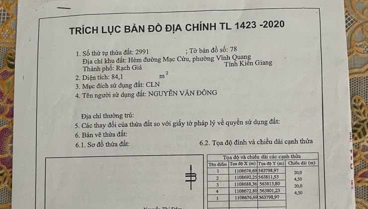 NHÀ ĐẤT CHÍNH CHỦ số 63/35 Hẻm 7 Vàm Trư khu Nam Cao, Rạch Giá, Kiên Giang