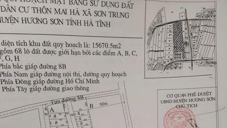 BÁN ĐẤT TẠI THÔN MAI HÀ, XÃ SƠN TRUNG, HUYỆN HƯƠNG SƠN, TỈNH HÀ TĨNH