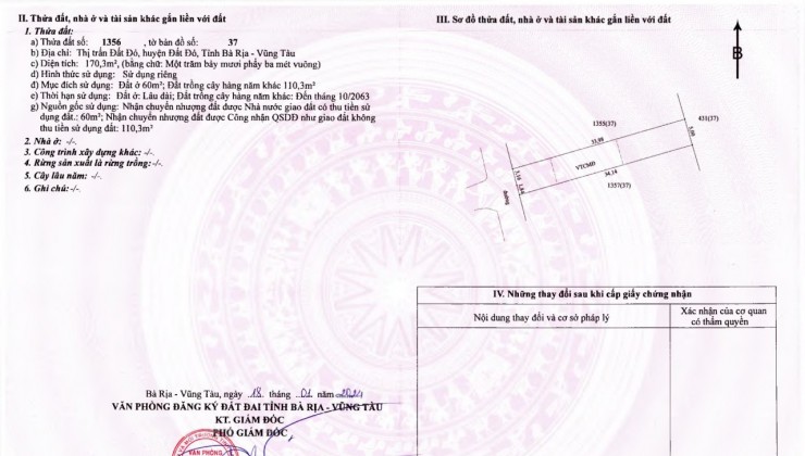 Bán ngoại giao 2 nền đất ở  tại thị trấn Đất Đỏ BRVT sổ hồng riêng