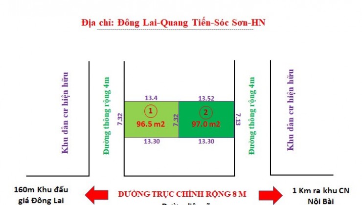 HÀNG HIẾM CÓ TẠI KHU VƯC ĐÔNG LAI QUANG TIẾN DT 97 M MT 732