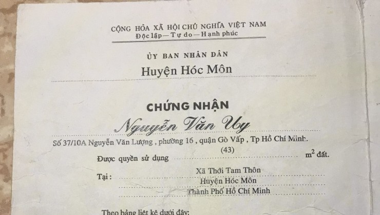 Bán nhà 2 mặt tiền đường Nguyễn Thị Nghé, Hóc Môn, sổ đỏ, giá 1.1 tỷ