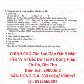 CHÍNH CHỦ Cần Bán Gấp Đất 3 Mặt Tiền Vị Trí Đắc Địa Tại Xã Đông Hiệp, Cờ Đỏ, Cần Thơ