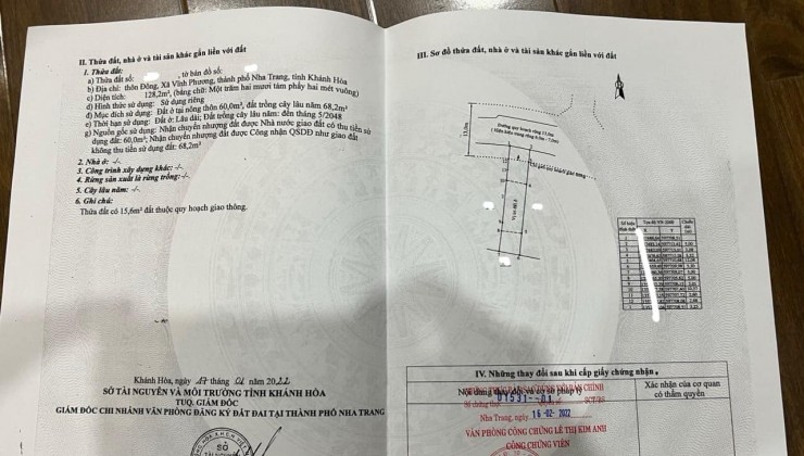 BÁN 02 LÔ MẶT TIỀN XUÂN PHONG - VĨNH PHƯƠNG, NHA TRANG. GIÁ BÁN 1.63 TỶ!