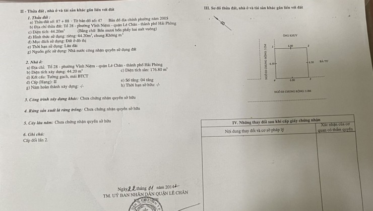 Bán nhà 4 tầng lô góc ngõ ô.tô đỗ cửa 24h tại Vĩnh Niệm, giá 3.65 tỉ cực đẹp