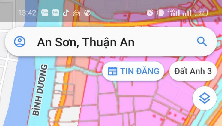 Chính Chủ Bán Lô 500m2 có thổ Cư 100m2 An sơn Thuận An, Bình Dương, mặt tiềng dường 3.5 mét xe 7 chổ vào được