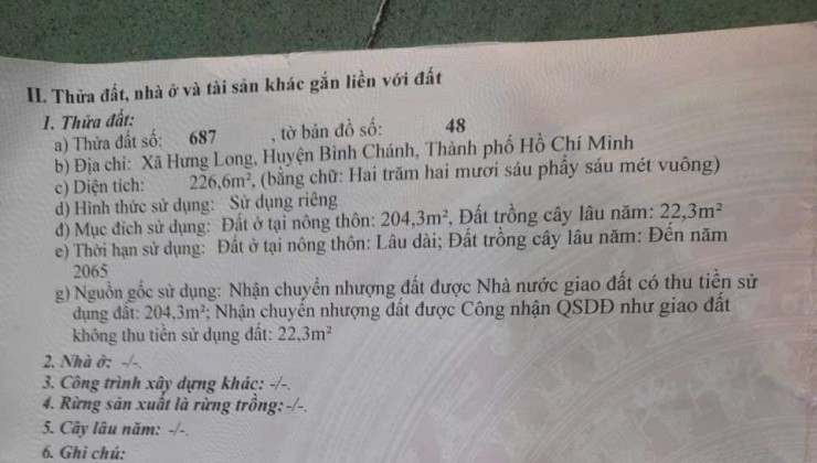 Cần tiền bán gấp căn nhà C4 xã Hưng Long, huyện Bình Chánh