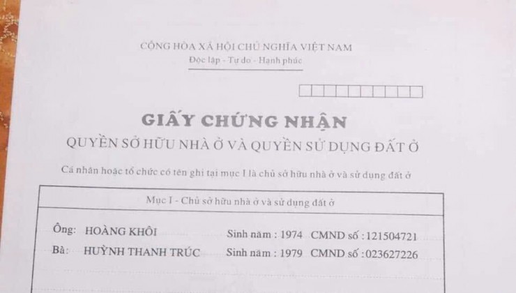 Bán Nhà (4x25) Mặt Tiền Đường Hiệp Thành 44, Q12. (Cách 20m ra Nguyễn Thị Búp)