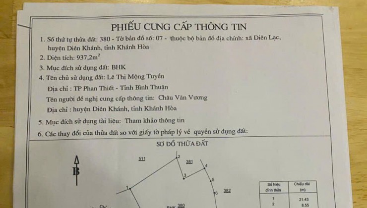 ❌ SIÊU PHẨM - CHÍNH CHỦ EM CẦN SANG NHƯỢNG LẠI LÔ ĐẤT XÃ DIÊN LẠC - DIÊN KHÁNH - KHÁNH HÒA / 5 TỶ 2