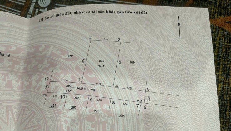 BÁN MẢNH ĐẤT DƯƠNG XÁ -  GIA LÂM DIỆN TÍCH 43.8M2 MẶT TIÈN 5.15M HẬU 5.19M ĐƯỜNG TRƯỚC ĐẤT 2M CÁCH 11M RA ĐƯỜNG OTO TRÁNH 10M RA CHỢ BUÔN BÁN SẦM UẤT