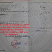 HOT HOT - CHÍNH CHỦ CẦN BÁN LÔ ĐẤT ĐẸP Dự án Đồng Nam Residence Tại Đông Khê, Đông Sơn, Thanh Hóa