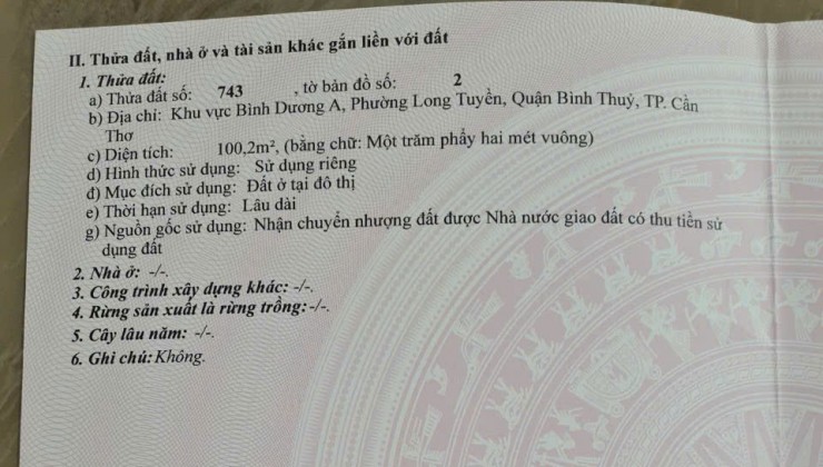 Bán nền thổ cư đẹp mặt tiền đường Bùi Hữu Nghĩa ( tỉnh lộ 918 )