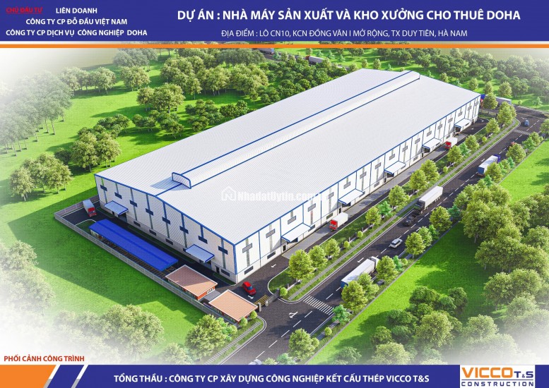 Cho thuê nhà xưởng, kho chứa hàng DT 10.000m tiêu chuẩn tại KCN Đồng Văn- Hà Nam. LH. 0866683628