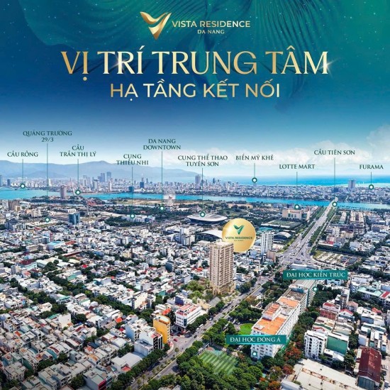 Giỏ hàng độc quyền- Bán gấp căn hộ Vista Residence trung tâm Đà Nẵng, 2PN, 2WC, view sông Hàn