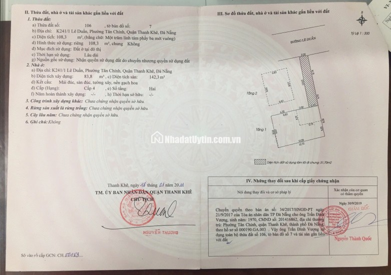 CHÍNH CHỦ RAO BÁN NHÀ TẠI ĐƯỜNG LÊ DUẨN - ĐÀ NẴNG; DT ĐẤT 108,3 m2; GIÁ 15,5 TỶ