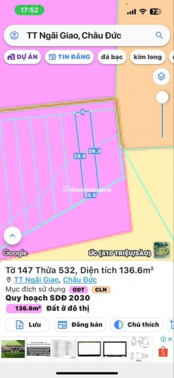 Chính chủ bán gấp thị trấn Ngãi Giao, sổ sẵn, cc liền, mặt tiền đường nhựa