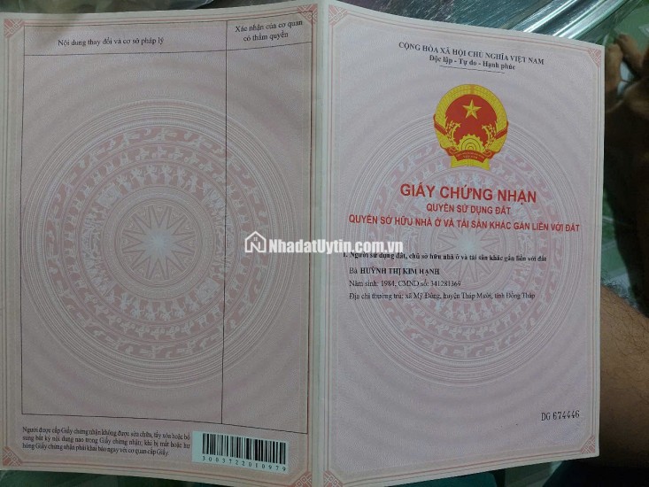 Chính Chủ Bán Đất 2 Mặt Tiền Thị Trấn Mỹ An Đồng Tháp Giá Giảm 550tr