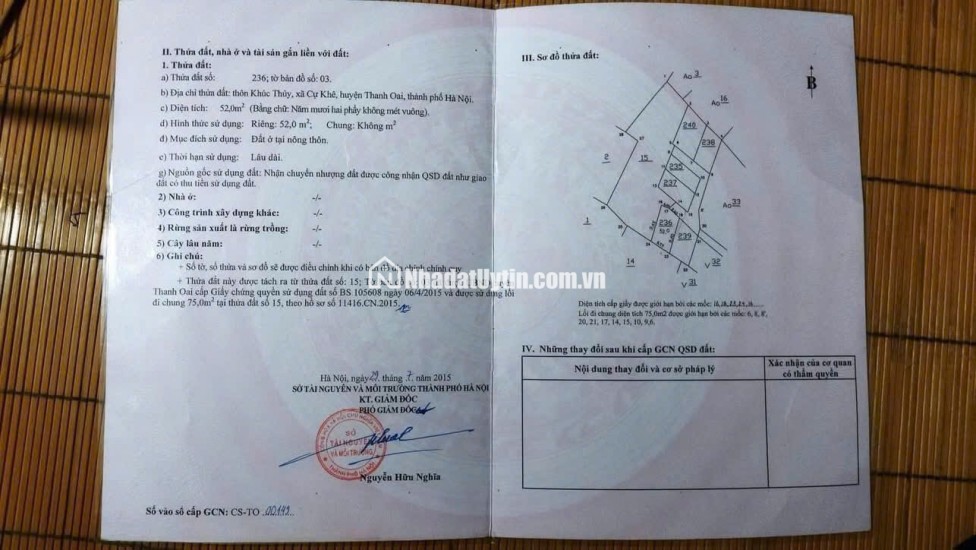 CHÍNH CHỦ CẦN  BÁN MẢNH ĐẤT TẠI CỰ KHÊ - THANH OAI - HÀ NỘI