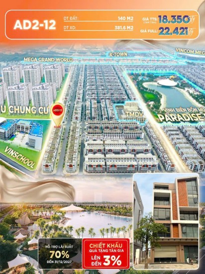 Shophouse AD2-12 với thiết kế độc đáo, 2 mặt tiền thoáng đãng
vinhomes ocean park 2