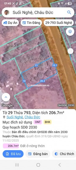  Bán đất 100m² thổ cư + 120m² CLN – sổ riêng – mặt tiền đường nhựa Suối Nghệ Châu Đức – Giá chỉ 2 tỷ TL!