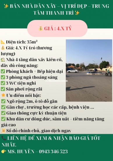 BÁN NHÀ DÂN XÂY – VỊ TRÍ ĐẸP – TRUNG TÂM THANH TRÌ 