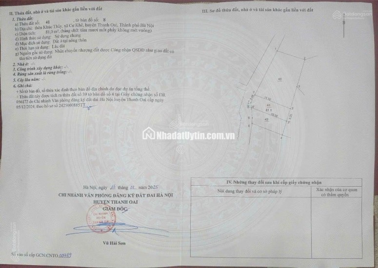 Chính chủ bán đất Cự Khê Thanh Oai, ngay khu đô thị Thanh Hà, 81m2. Giá 10 tỷ