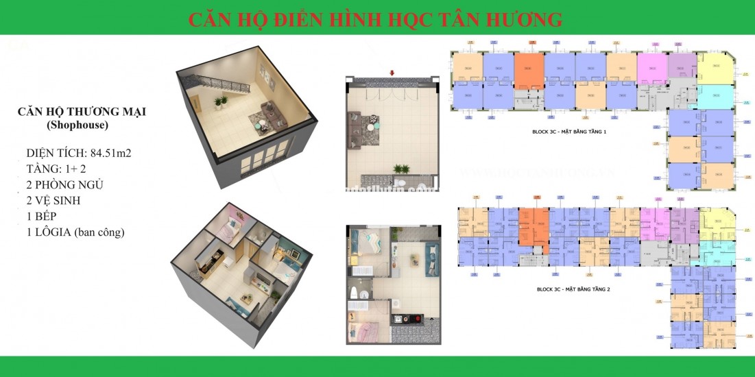 Đầu tư 2.2tỷ/91 m2 căn hộ thương mại 1 lầu phục vụ 30.000 khách hàng HQC Tân Hương