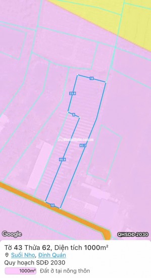 Bán đất vườn 1000m² tại Suối Nho, Định Quán – Pháp lý rõ ràng, giá 990 triệu