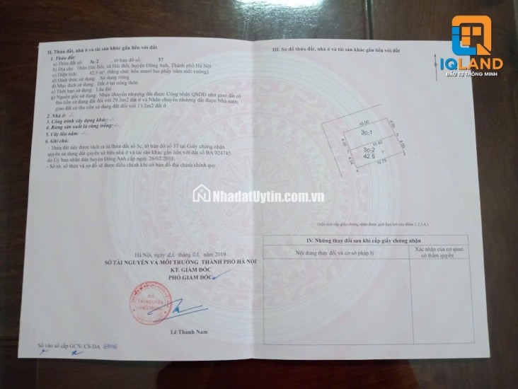 Bán đất Hải Bối Đông Anh Hn 42.5m2