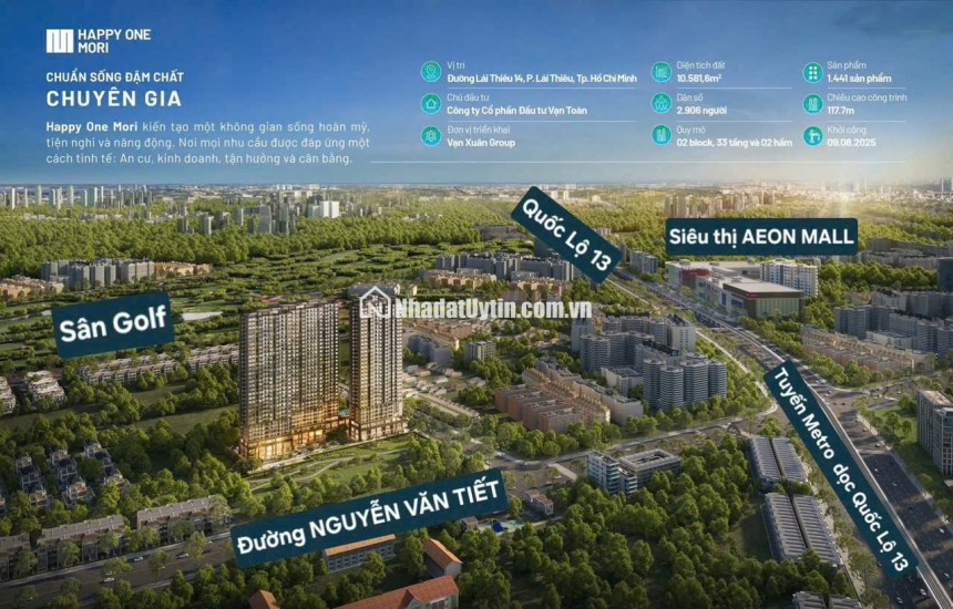 Bán căn hộ Happy One Mori view sân golf, Aeon Mall quốc lộ 13