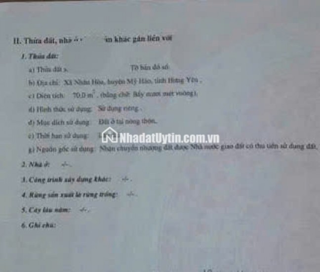 Bán đất: Duy nhất 1 lô tại bến xe Mỹ Hào, Hưng Yên.