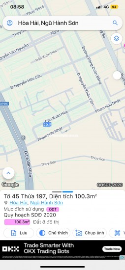 Bán đất đường TRẦN XUÂN HOÀ -Ngũ Hành Sơn , DT 100m2 giá 5ty9 LH 0942992361