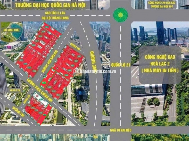 Bán đất chính chủ  Phú Cát/ Hòa Lạc  101.7m2 đất fun thổ cư. 4.x tỷ , lh 0966329691