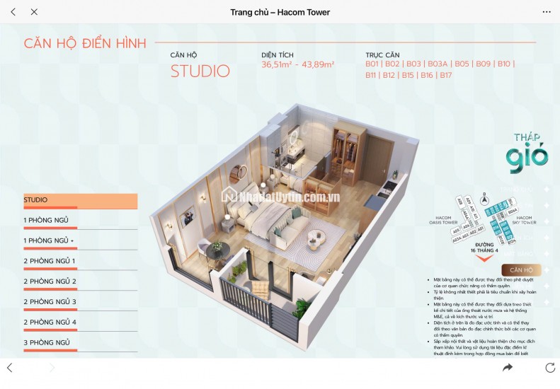 Căn hộ cao cấp Hacom Tower với tầm nhìn biển và hồ điều hòa K1