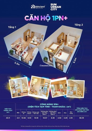  CĂN HỘ GÁC XẾP 1BR+ ĐỘC ĐÁO — TÒA P25 SUN URBAN CITY HÀ NAM