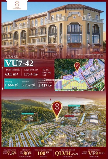 BÁN BIỆT THỰ LIỀN KỀ 63M2 GẦN BIỂN TẠI DỰ ÁN VINHOMES HẢI VÂN BAY CỦA CĐT GROUP