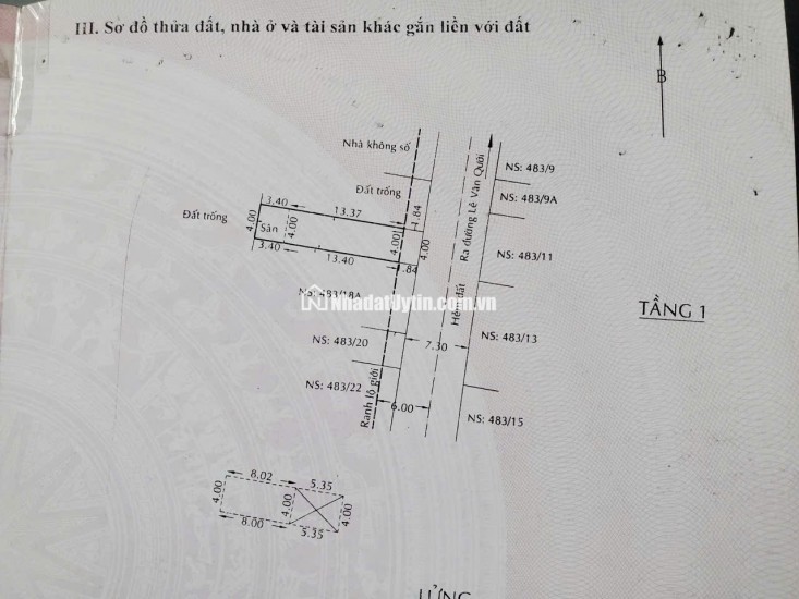 NHÀ VÀ ĐẤT TẠI P.BÌNH TRỊ ĐÔNG A - DT 126M2 - SHR - 8.5 TỶ TL. LH:0932688139