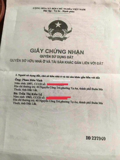 BÁN ĐẤT THỔ CƯ TRUNG TÂM TP. BUÔN MA THUỘT – MẶT TIỀN ĐƯỜNG HOÀNG DIỆU – CÓ SẴN NHÀ 1 TRỆT 1 LẦU