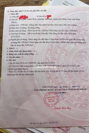 BÁN ĐẤT CHÍNH CHỦ 2400M2 TẠI TP ĐỒNG XOÀI CHỈ 16 TỶ 750 TRIỆU. LH:0977088568.