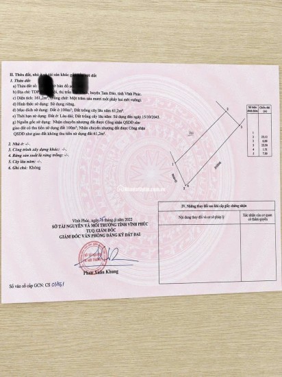  CHÍNH CHỦ CẦN BÁN LÔ GÓC 161,4m² – ĐỒNG HỘI, TT. ĐẠI ĐÌNH, VĨNH PHÚC 