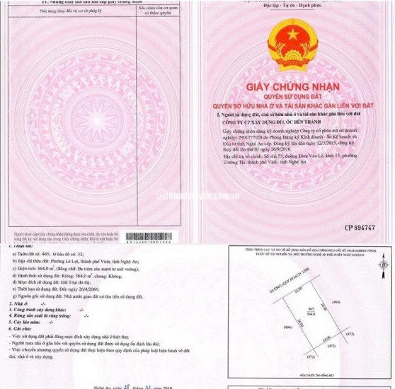 BÁN ĐẤT PHƯỜNG LÊ LỢI, TP.VINH - DT 121M2 VÀ 364M2 – SHR - GIÁ CHỈ TỪ 55TR/M2. LH:0903464999.