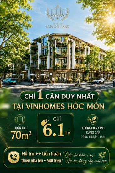 Nhà mặt tiền 4 tầng 70m2 Vinhomes Hóc Môn:chỉ 6,1 tỷ.(hỗ trợ thêm hoàn thiện nhà tới 640tr)