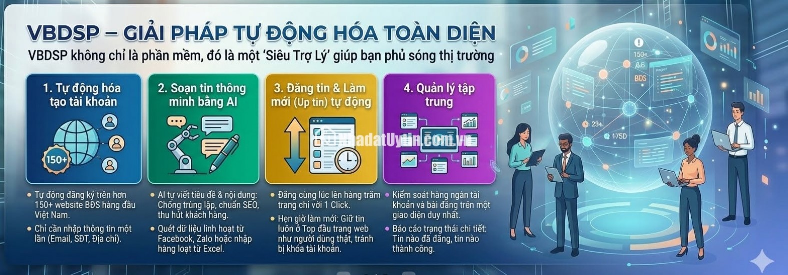 VBDSP là phần mềm đăng tin bất động sản tự động trên hơn 200 website mua bán và rao vặt nhà đất