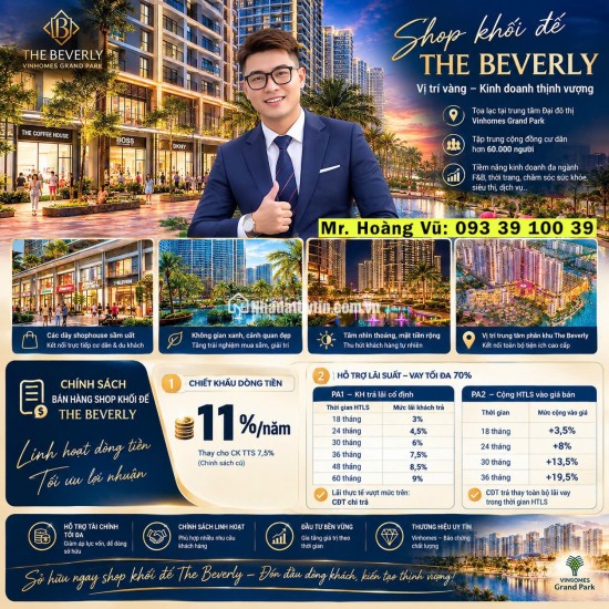 Một mặt bằng hai chiến lược Shophouse Beverly Vinhome Quận 9 lời ngay 5%: từ 129 triệu/m2